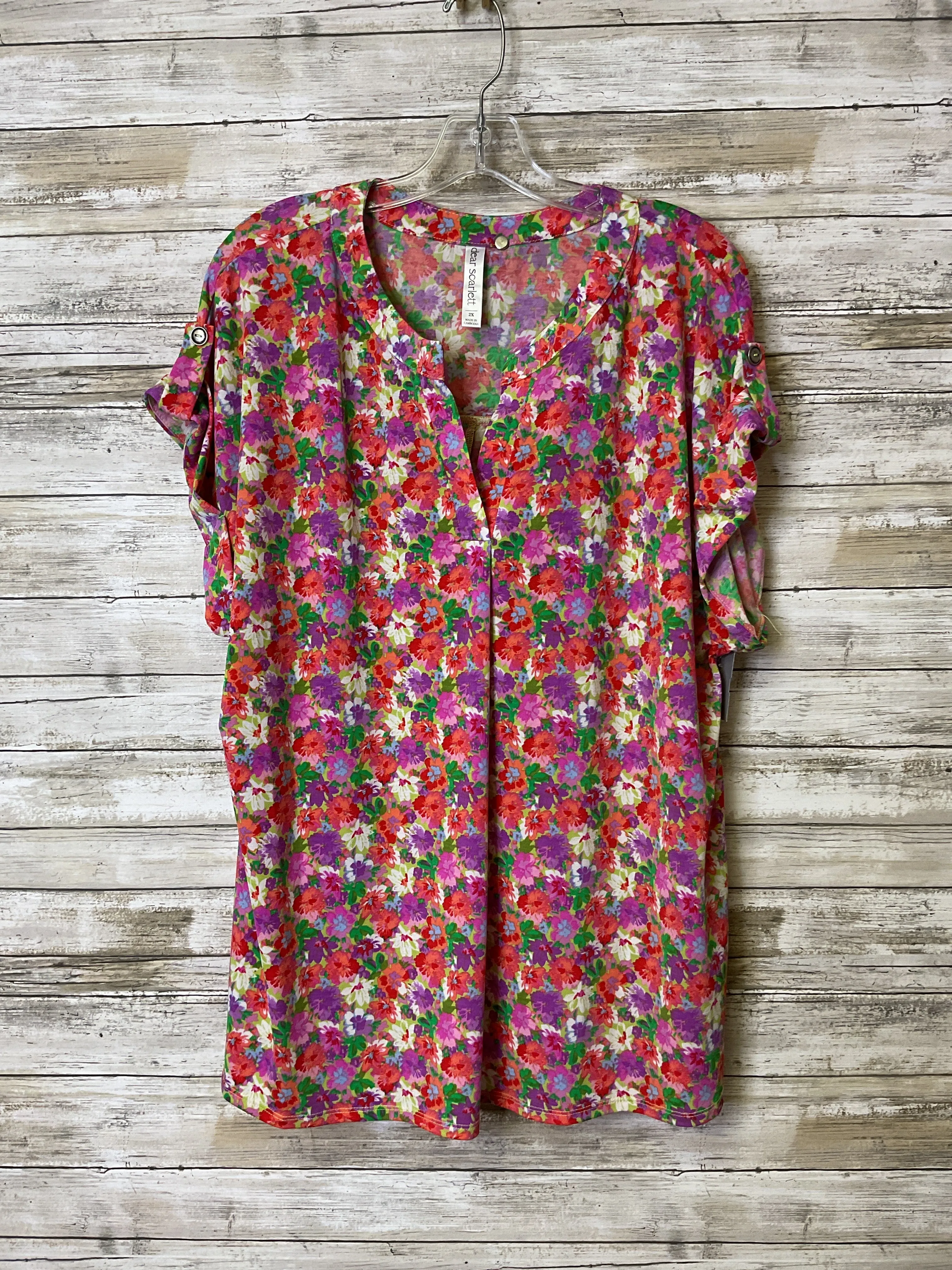Top Ss By Clothes Mentor In Floral Print, Size:2X