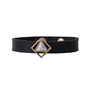 Triangle Marble Stone Leather Bracelet