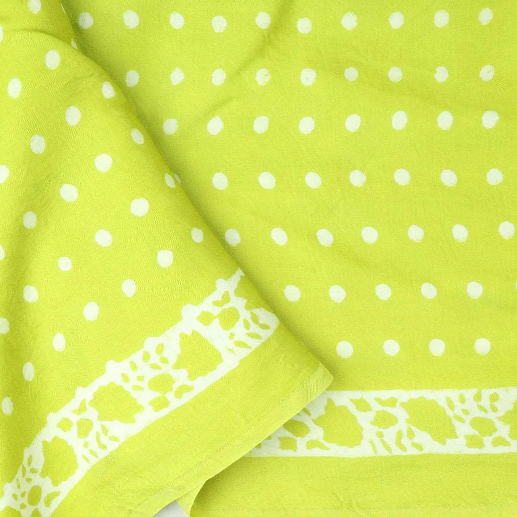 Vibrant Neon Green Printed Satin Silk Saree