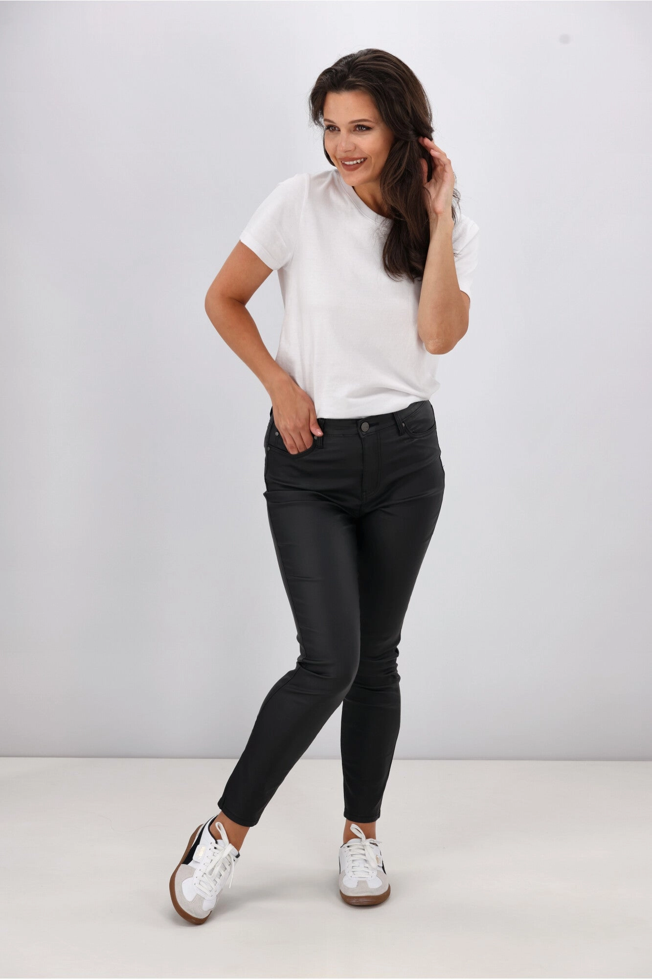 Wakee June Wet Look Denim Black