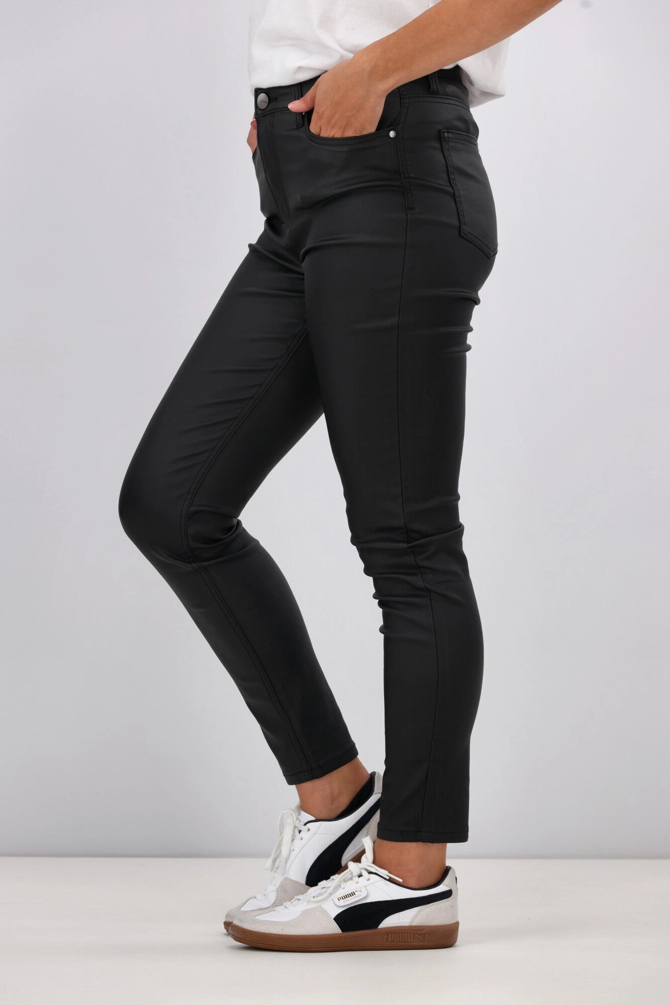 Wakee June Wet Look Denim Black