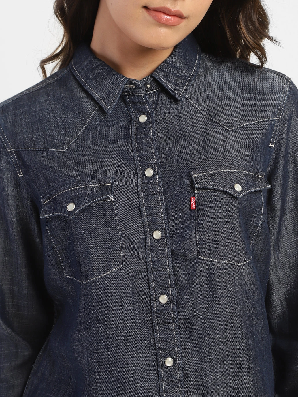 Women's Solid Shirt Collar Shirt