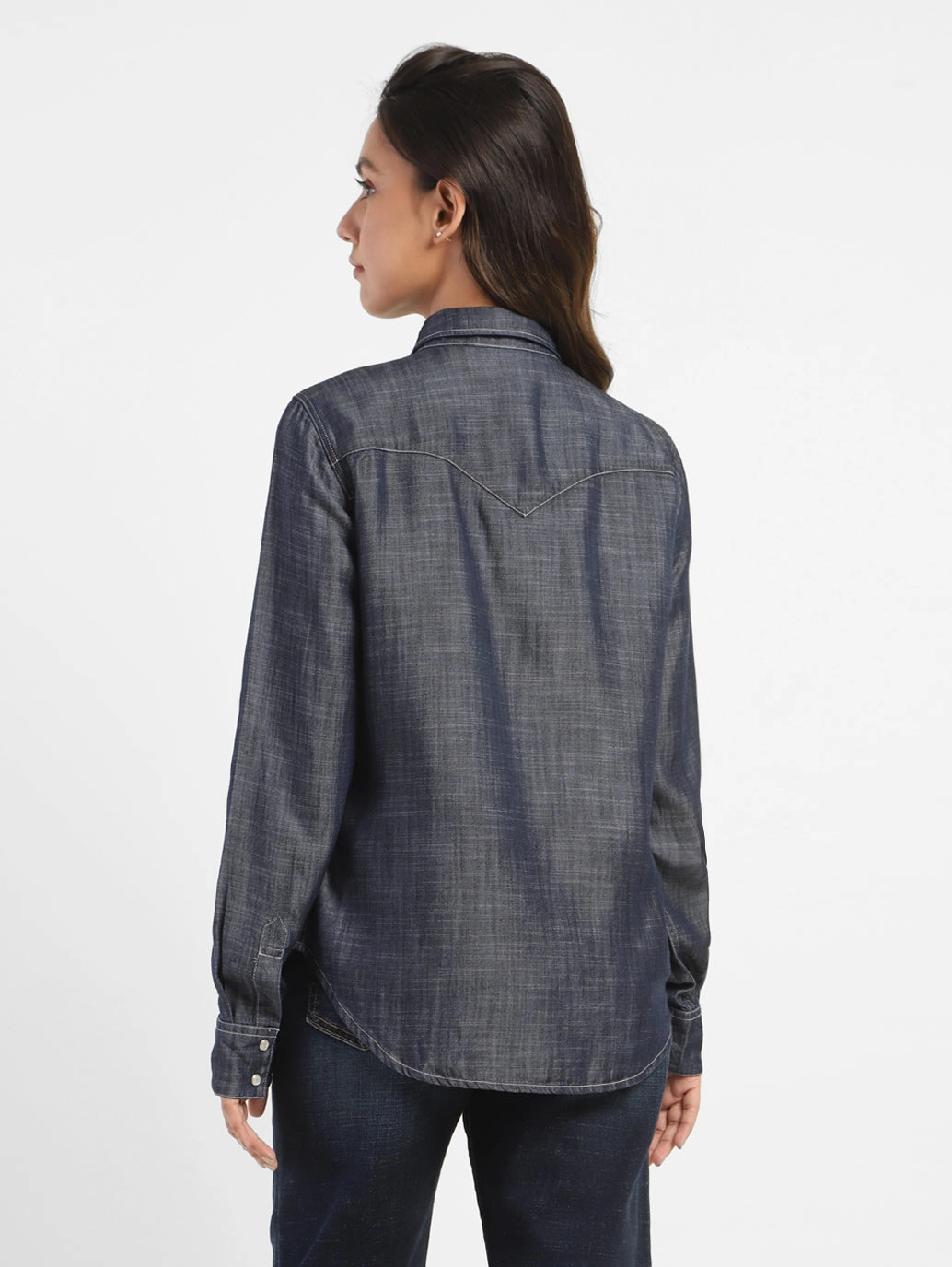 Women's Solid Shirt Collar Shirt