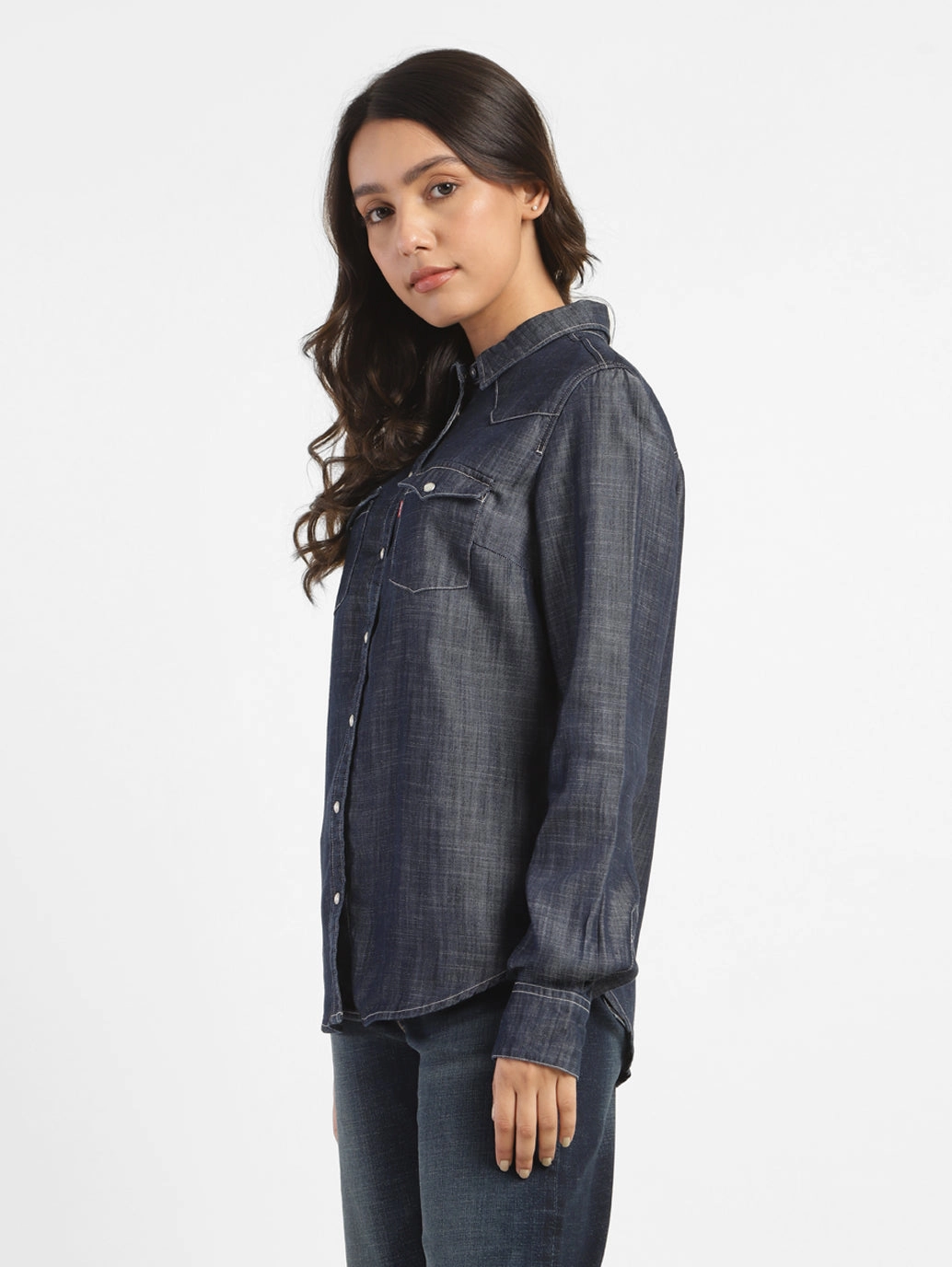 Women's Solid Shirt Collar Shirt