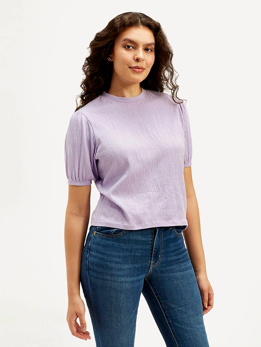 Women's Textured Crew Neck Top