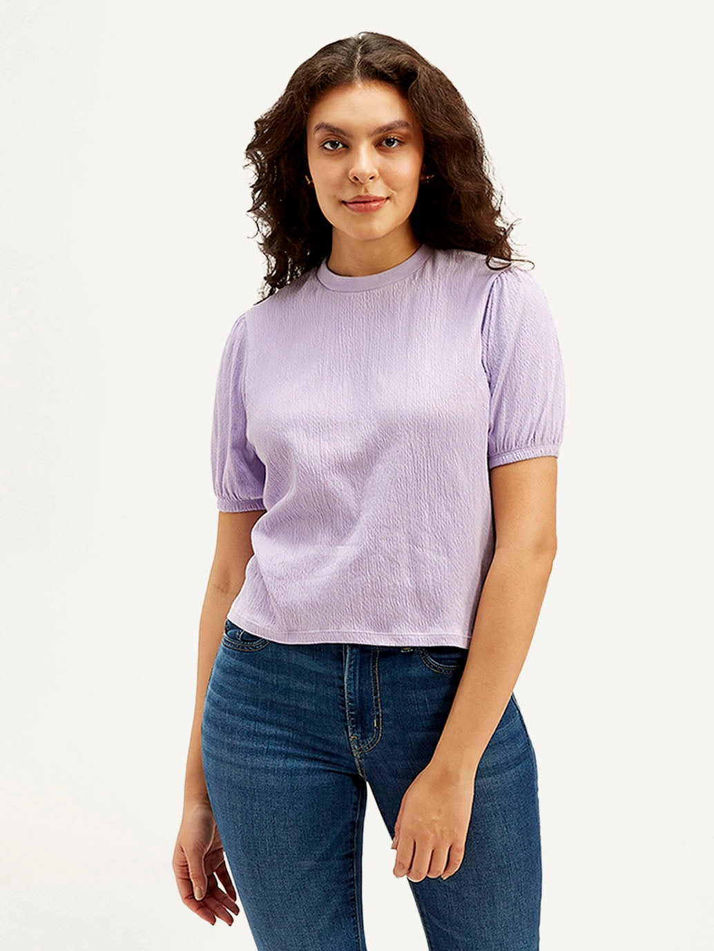Women's Textured Crew Neck Top
