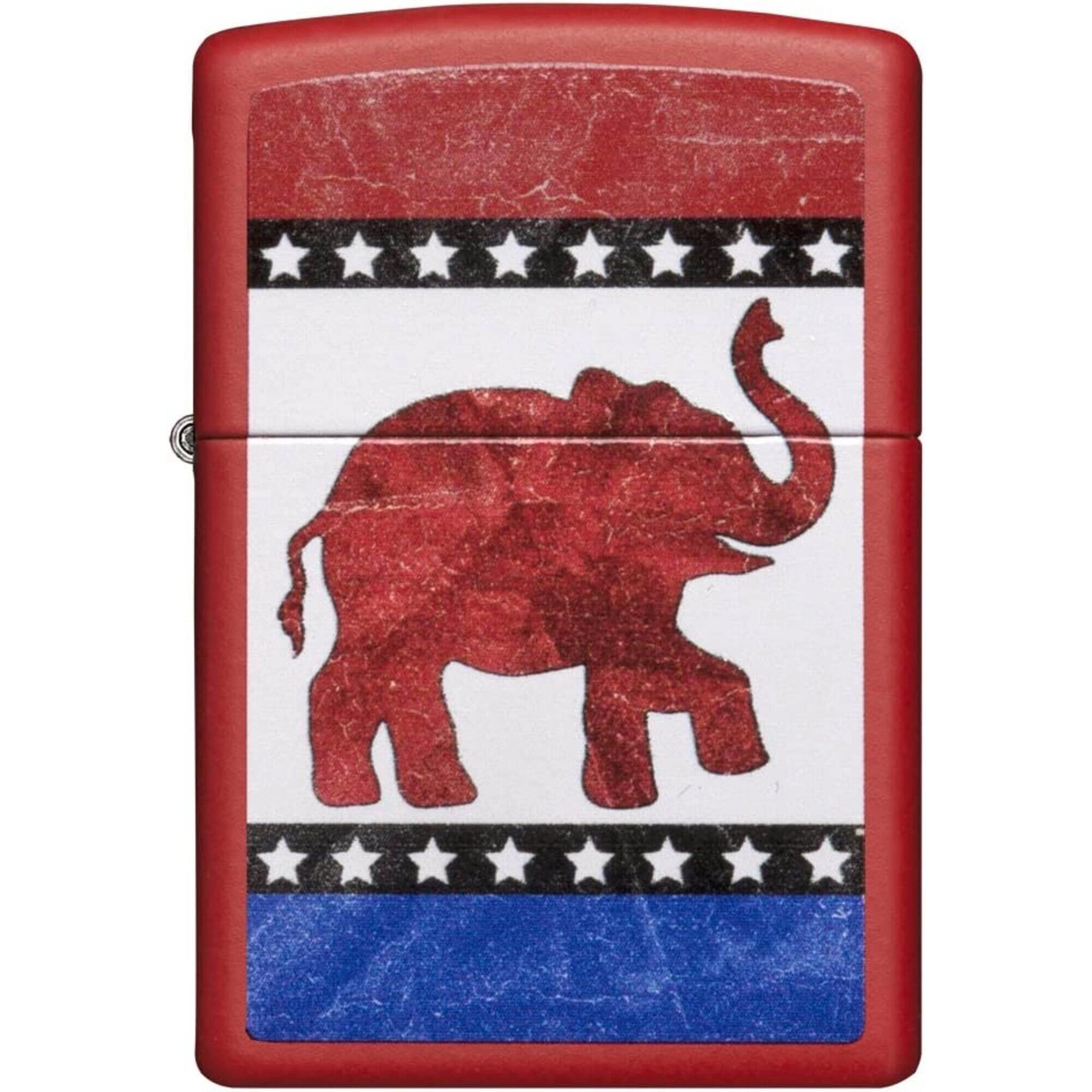 Zippo Windproof Lighter - Republican Elephant Vibrant Red Matte Finish Pocket | 29167