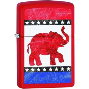 Zippo Windproof Lighter - Republican Elephant Vibrant Red Matte Finish Pocket | 29167